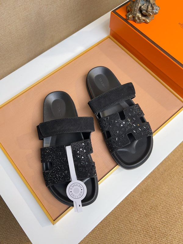 HM Men's Chypre Sandals Black Diammond Suede 735676