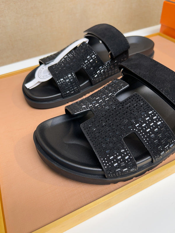 HM Men's Chypre Sandals Black Diamond Suede 735675