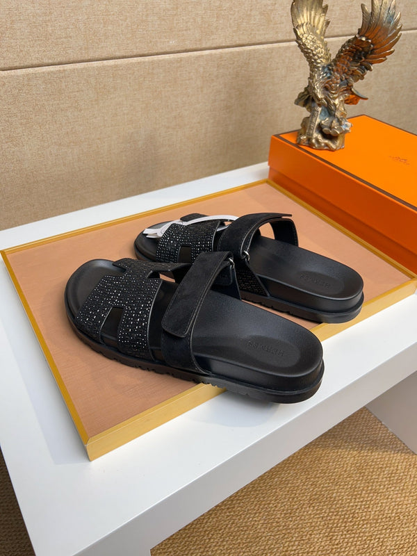 HM Men's Chypre Sandals Black Diamond Suede 735675