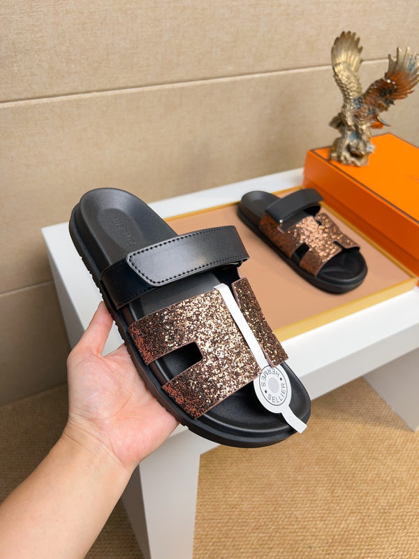 HM Men's Chypre Sandals Metallic Copper Calfskin 735678