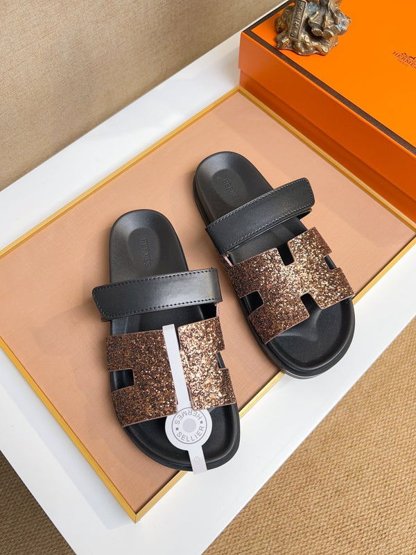 HM Men's Chypre Sandals Metallic Copper Calfskin 735678