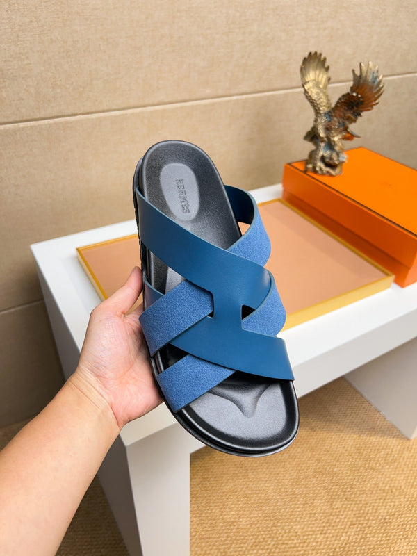 Sandali da uomo HM Kazimir in pelle di vitello blu 737141