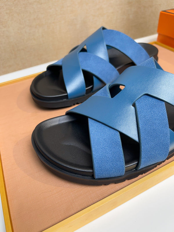 Sandali da uomo HM Kazimir in pelle di vitello blu 737141