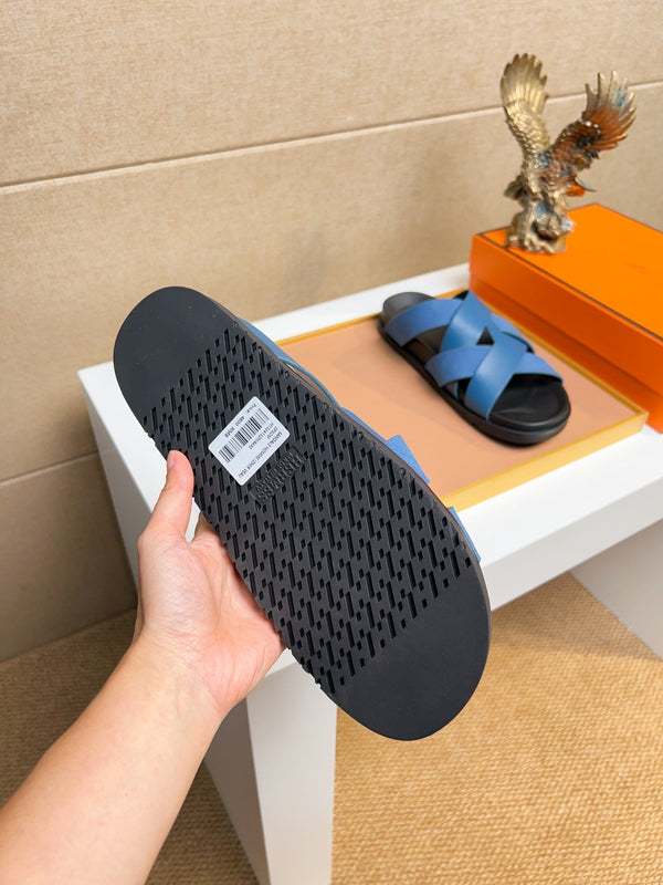 Sandali da uomo HM Kazimir in pelle di vitello blu 737141