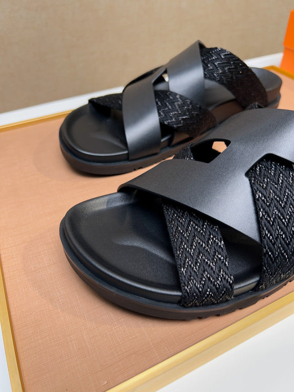 HM Men's Kazimir Sandals Black Calfskin 735746