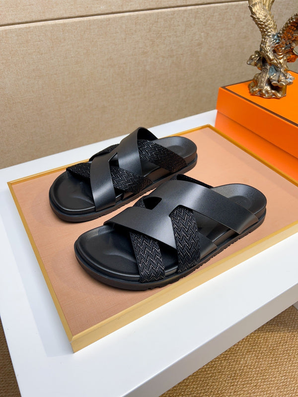 HM Men's Kazimir Sandals Black Calfskin 735746