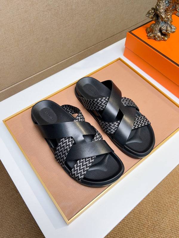 HM Men's Kazimir Sandals Black Calfskin 735744