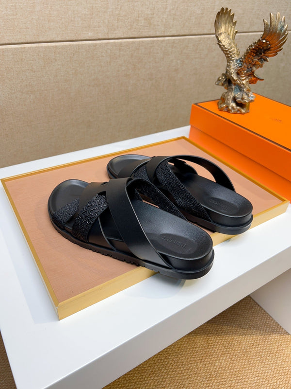 HM Men's Kazimir Sandals Black Calfskin 735746