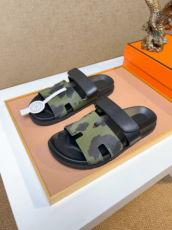 HM Men's Izmir Slide Green Black Calfskin 747627