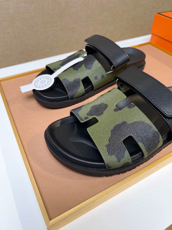 HM Men's Izmir Slide Green Black Calfskin 747627