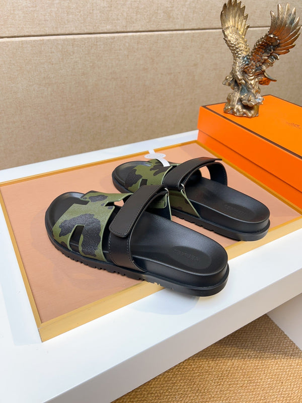 HM Men's Izmir Slide Green Black Calfskin 747627