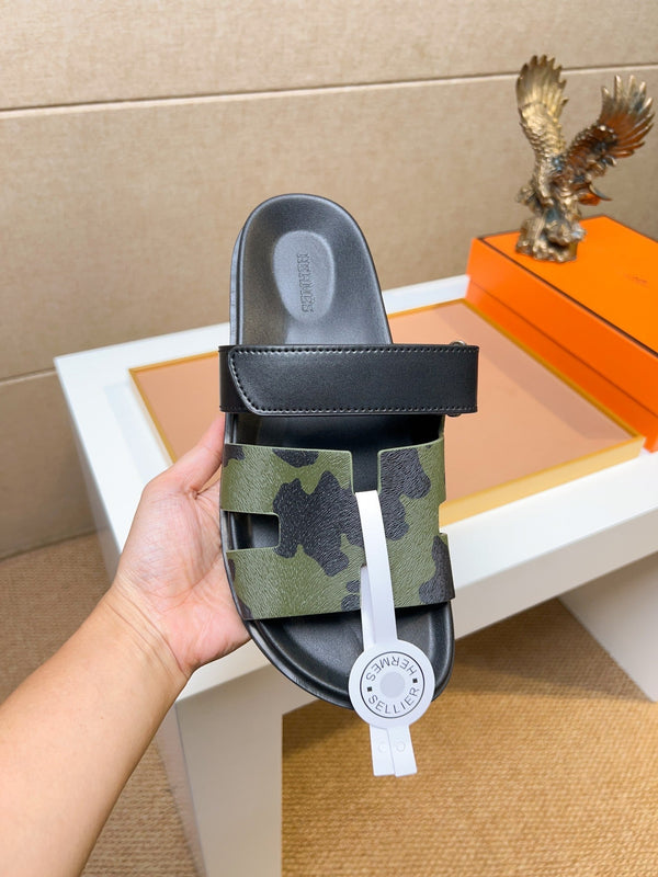 HM Men's Izmir Slide Green Black Calfskin 747627