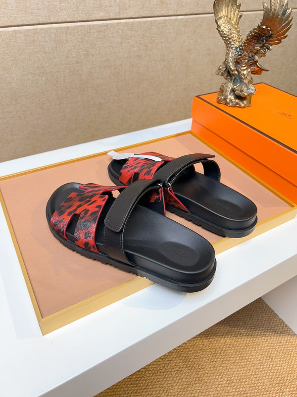 HM Men's Izmir Slide Red Black Calfskin 747632