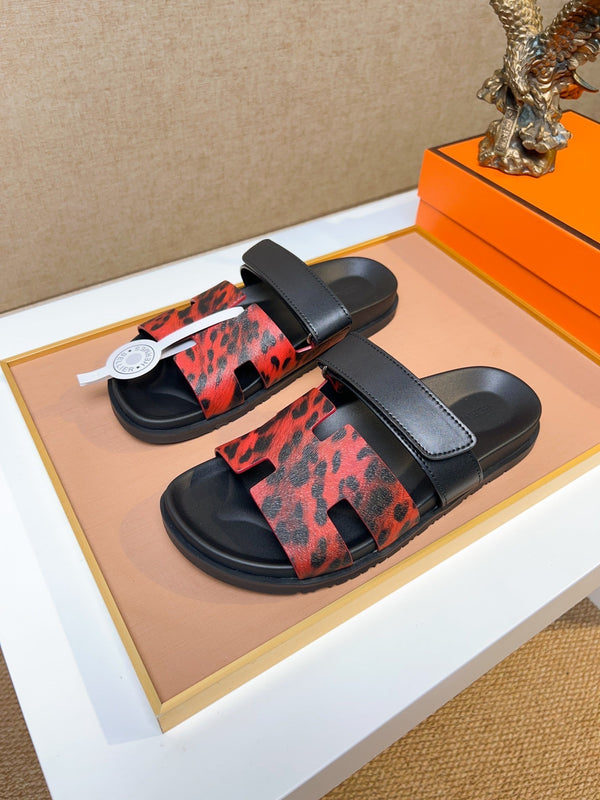 HM Men's Izmir Slide Red Black Calfskin 747632