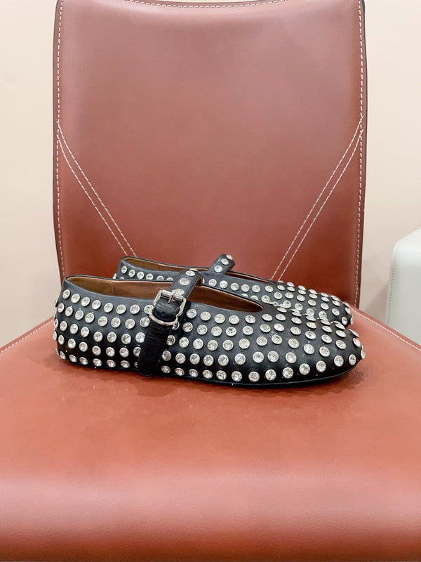 SCARPE MARY JANE ALAIA IN PELLE DI AGNELLO NERA CON STRASS