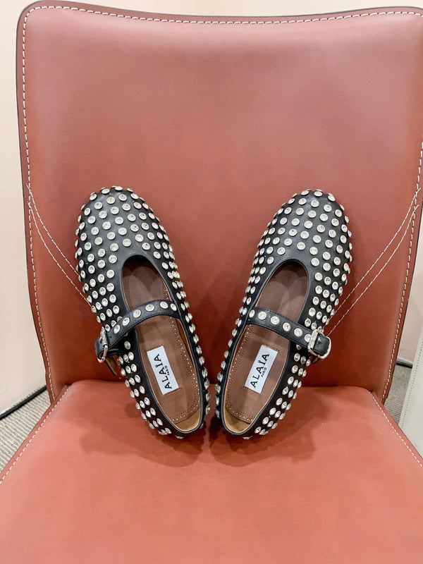 SCARPE MARY JANE ALAIA IN PELLE DI AGNELLO NERA CON STRASS