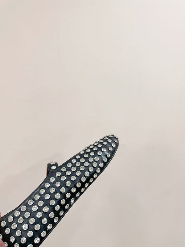 SCARPE MARY JANE ALAIA IN PELLE DI AGNELLO NERA CON STRASS