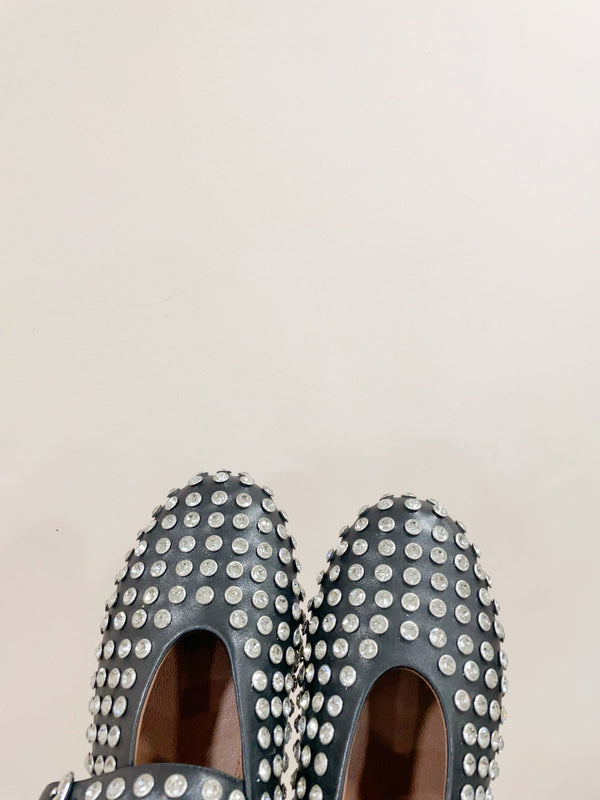 SCARPE MARY JANE ALAIA IN PELLE DI AGNELLO NERA CON STRASS