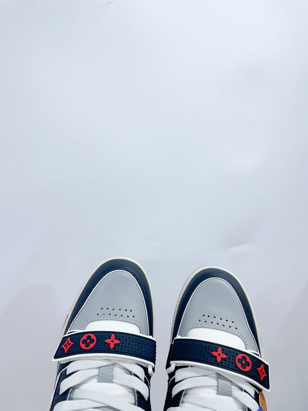 LV Trainer Sneaker Velcro Strap Black Pink Cowhide