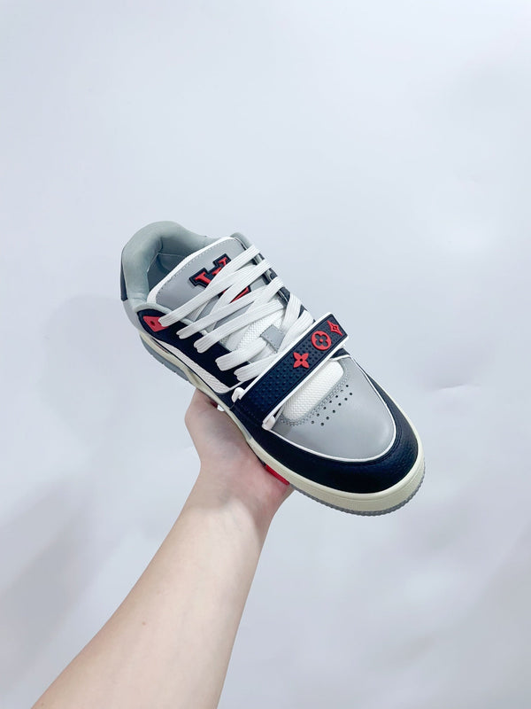 LV Trainer Sneaker Velcro Strap Black Pink Cowhide