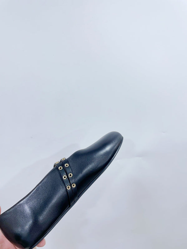 ALAIA MARY JANE SHOES IN BLACK LAMBSKIN WITH GOLD HARDWARE