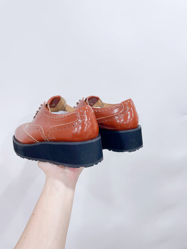 Miu-Church's Lace-Ups in pelle nabuk lucida color marrone cacao