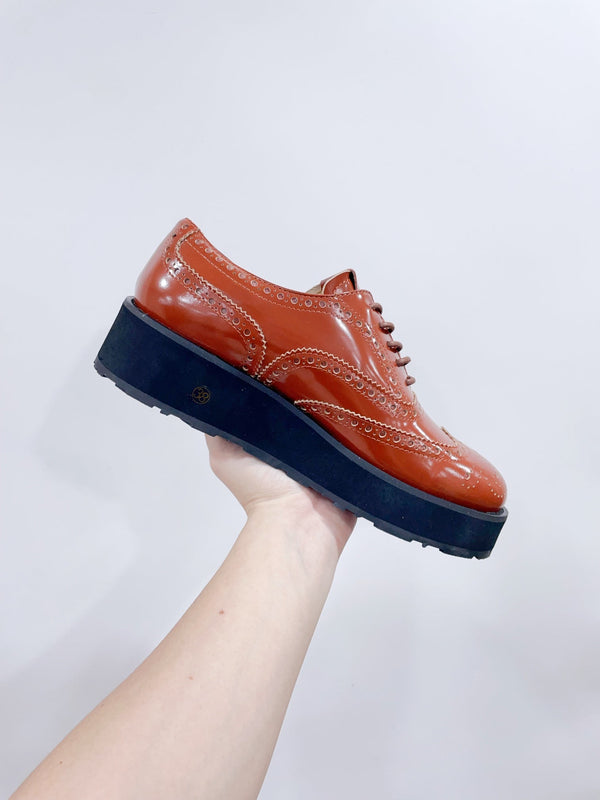 Miu-Church's Lace-Ups in pelle nabuk lucida color marrone cacao