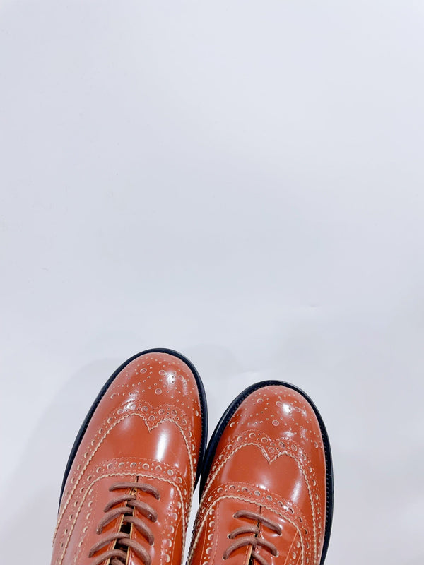 Miu-Church's Lace-Ups in pelle nabuk lucida color marrone cacao