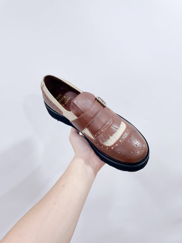 Miu-Church's Loafers Brown And White Nubuck Leather