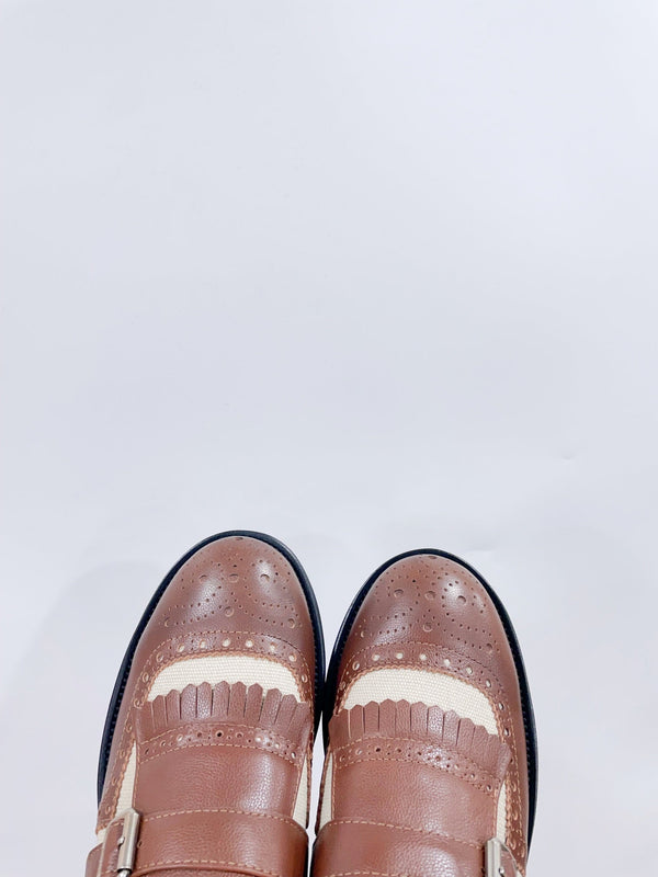Miu-Church's Loafers Brown And White Nubuck Leather