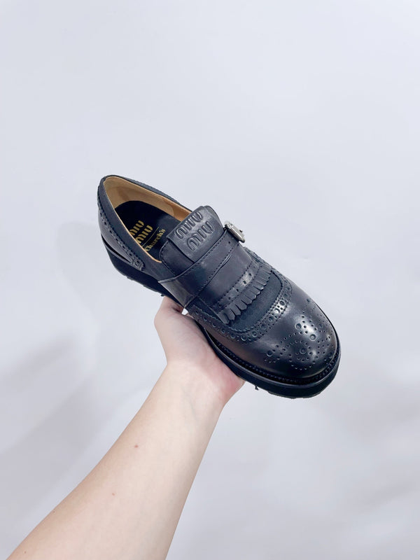 Miu-Church's Loafers Black Nubuck Leather