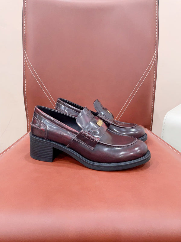 Miu Loafers Crimson Cowhide