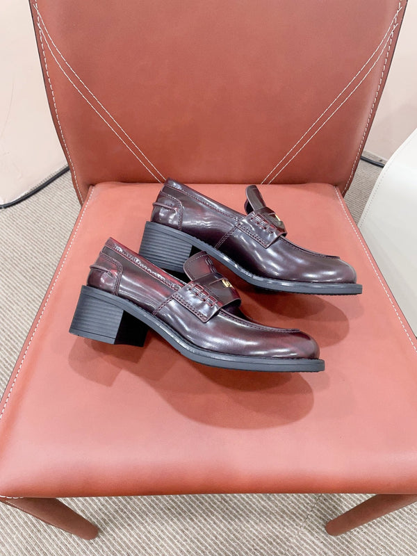 Miu Loafers Crimson Cowhide
