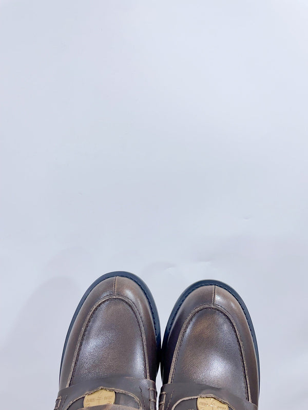 Miu Loafers Chocolate Brown Cowhide