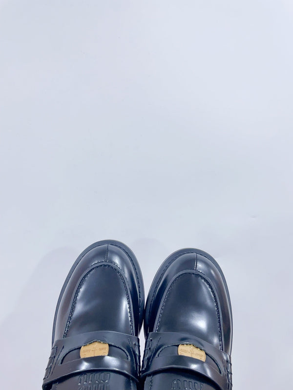Miu Loafers Black Cowhide