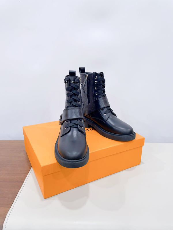 LV Westside Ankle Boot Plain Black Calfskin