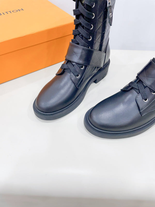 LV Westside Ankle Boot Plain Black Calfskin