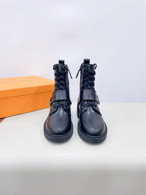 LV Westside Ankle Boot Plain Black Calfskin