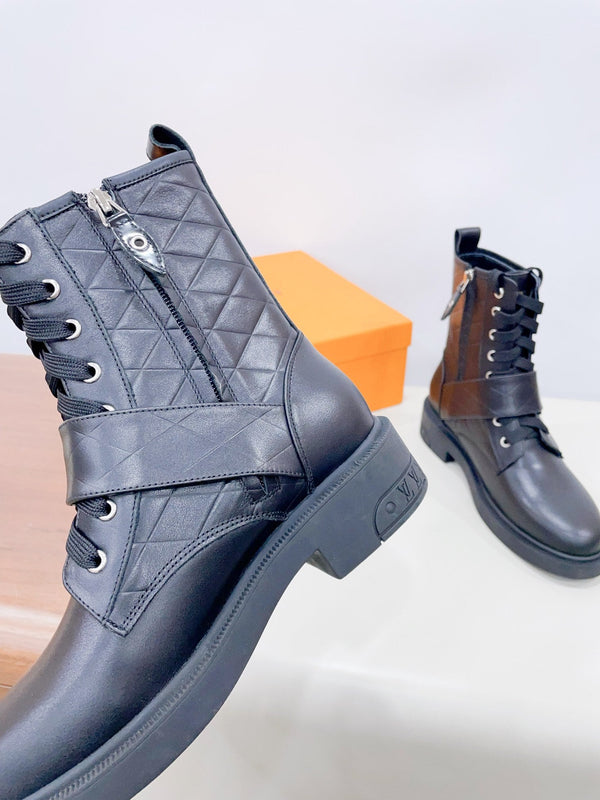 LV Westside Ankle Boot Plain Black Calfskin