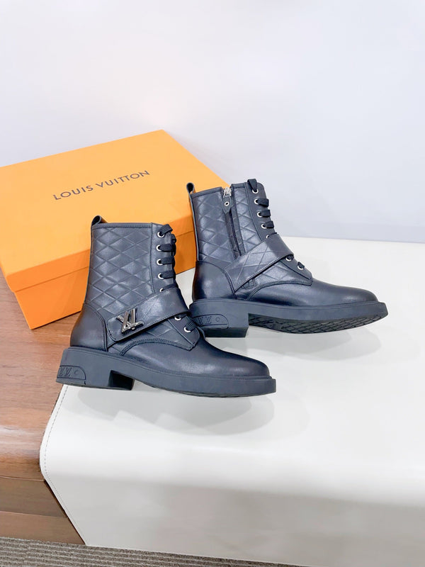 LV Westside Ankle Boot Plain Black Calfskin