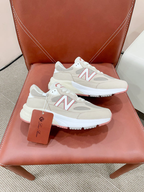 LP x NB 990v6 Sneaker 45mm white grey pink suede and mesh fabric