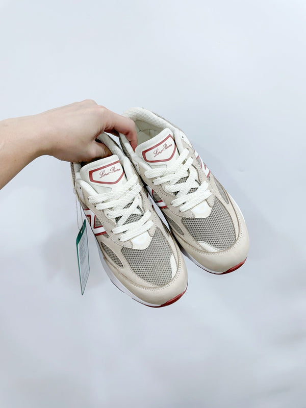 LP x NB 990v6 Sneaker 45mm white grey pink suede and mesh fabric