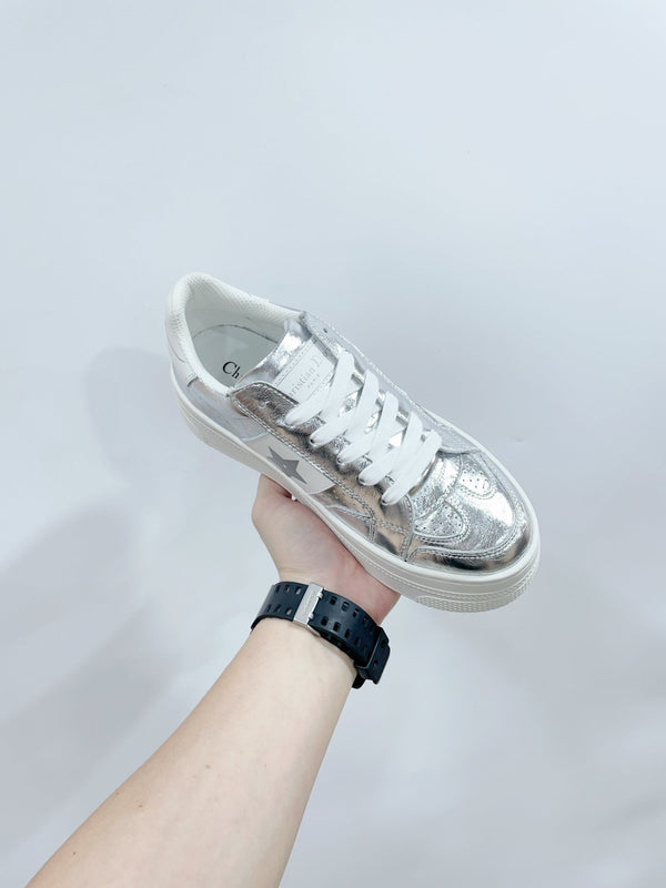CD Star Platform Sneaker In Silver Glossy Calfskin 999868
