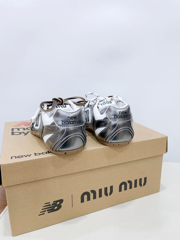 Miu x New Balance 530 Silver Patent Leather White Fabric