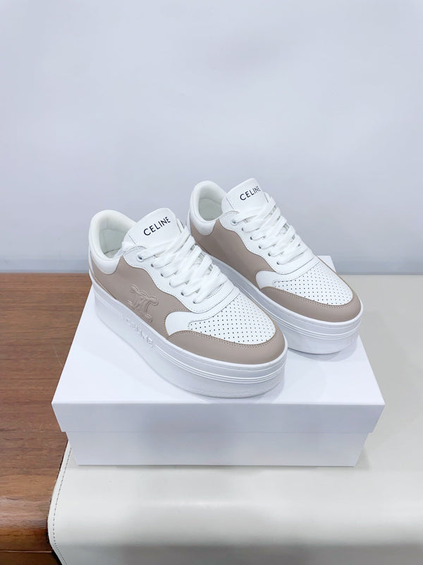 CELINE 25C Block Sneaker White mix Khaki Brown Calfskin 231996
