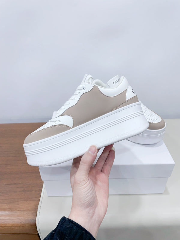 CELINE 25C Block Sneaker White mix Khaki Brown Calfskin 231996