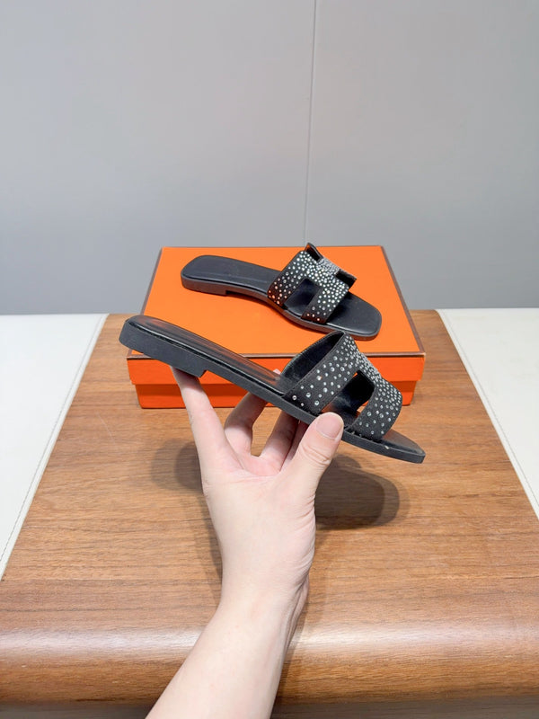 HM Oran Sandals Black Cowhide 327122