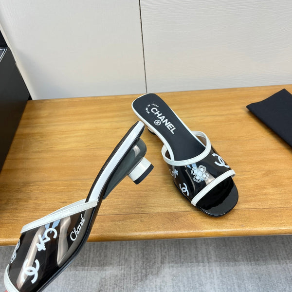 sandalo mulo 45 nero bianco pcv e vitello