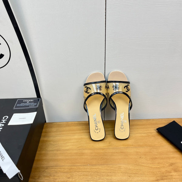 sandalo mulo 45 beige nero pcv e vitello