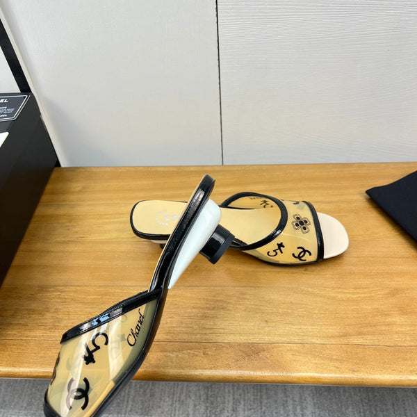 sandalo mulo 45 beige nero pcv e vitello